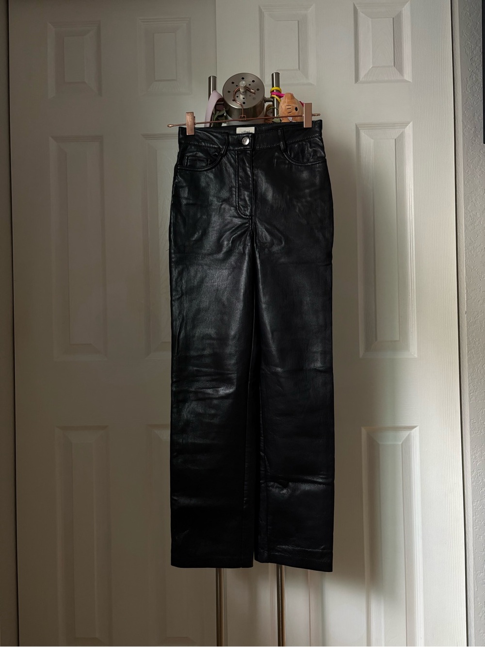 Aritzia Wilfred Black Vegan Leather Straight-Leg Pants
